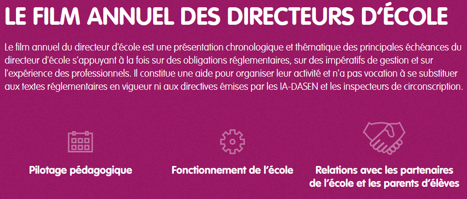 Le film annuel des directeurs d’école